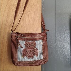 Wallflower Brown and Gray Owl Crossbody Bag